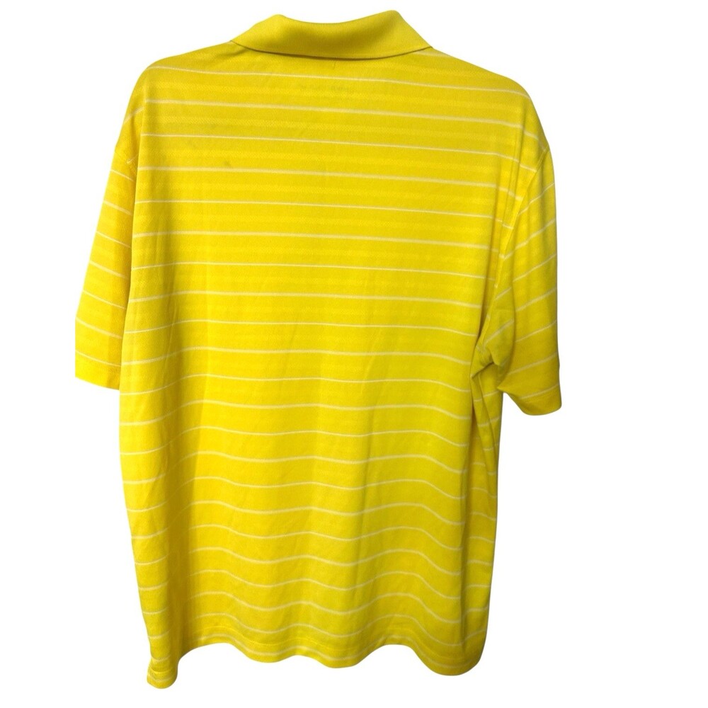Nike Golf Dri Fit Mens Size L Yellow Stripe Perform Polo Shirt Logo Short Sleeve - Picture 4 of 6